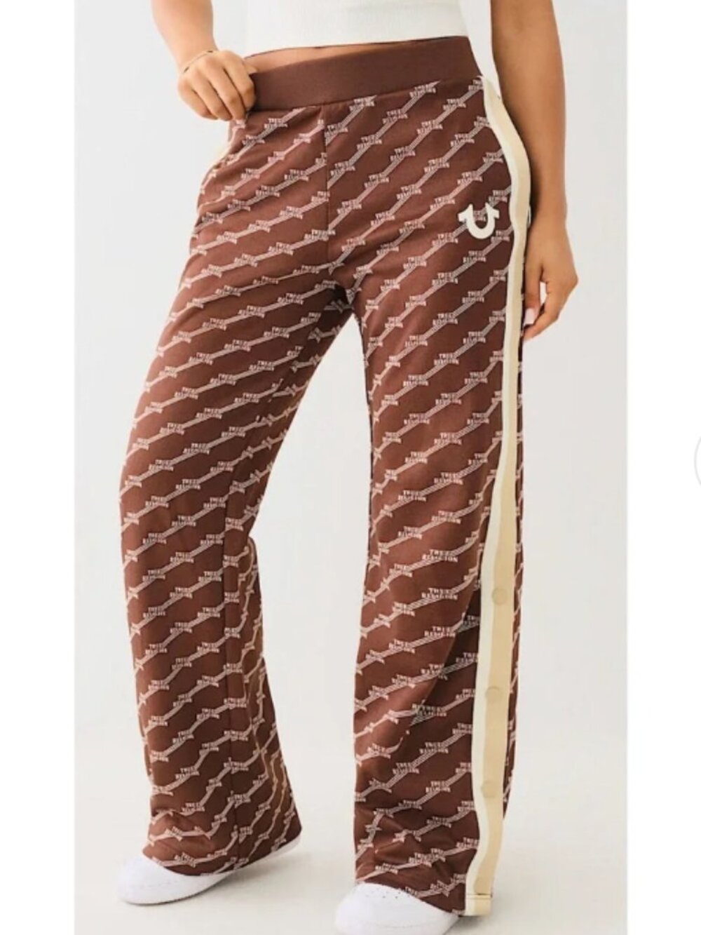 True Religion Monogram Athletic Track Pants Brown Size Medium